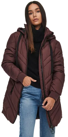 abrigo Jacqueline de Yong Sky Padded Hood - Bitter Chocolate - women´s