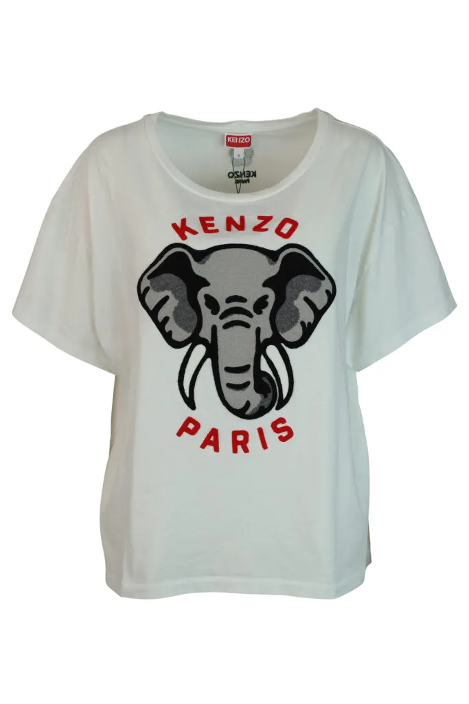 Camiseta blanca con maxilogo elefante