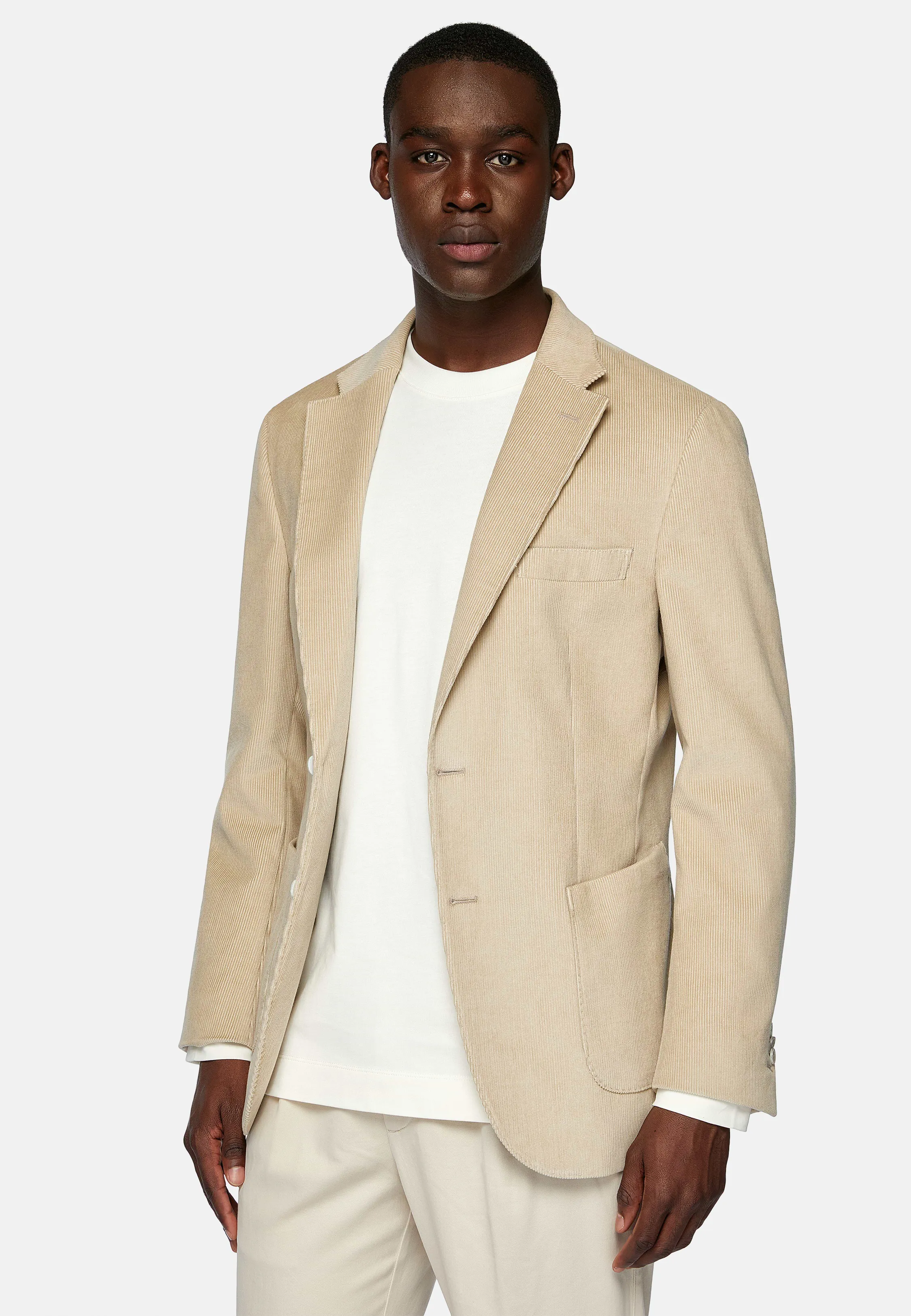 Chaqueta Beige De Pana De Algodón