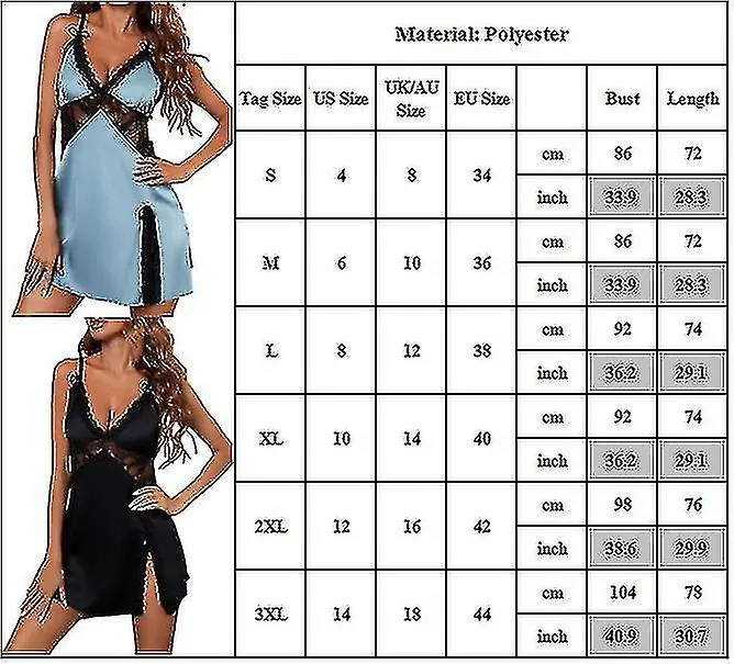 European And American Women's Sexy Suspender Dress With Perspective Lace Deep V Low Neck Nightgown Bow High Slit