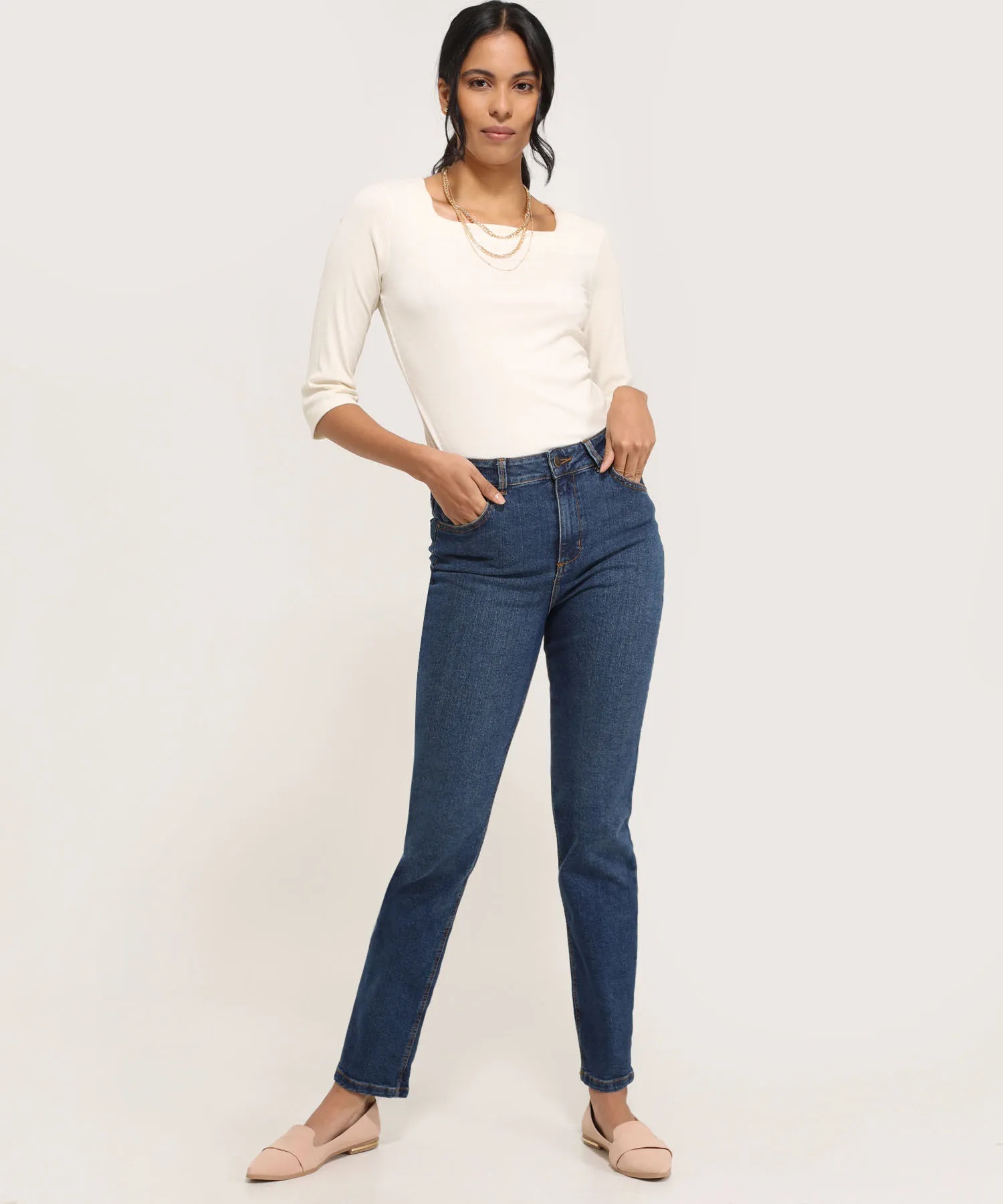 Jean Straight Recto Tiro Alto-