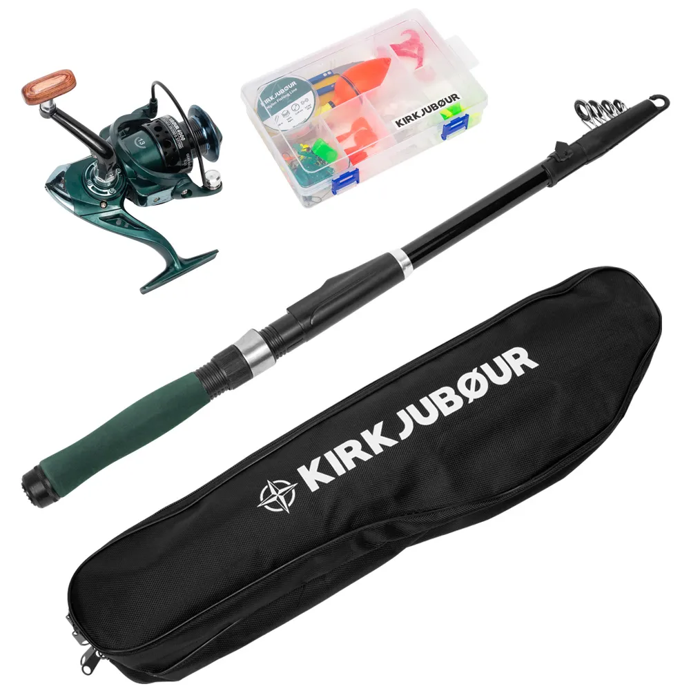 KIRKJUBØUR ® "Agnatha" Set de caña de pescar telescópica 2,70 m