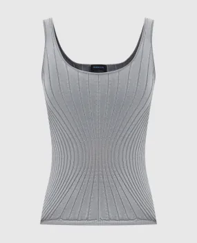 Thierry Mugler Gray ribbed top