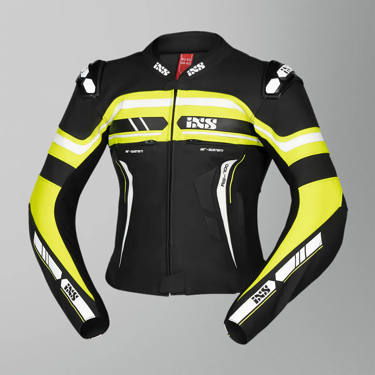 Traje de cuero iXS RS-700 Negro-Amarillo-Blanco 2-Piezas