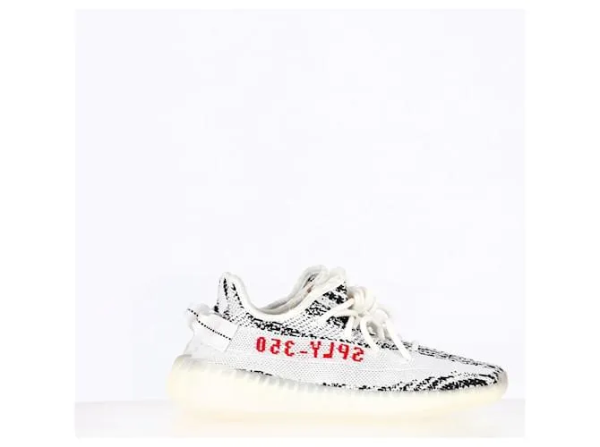 Zapatillas Yeezy x Adidas Boost 350 V2 Zebra en lona Primeknit blanca y negra Blanco 